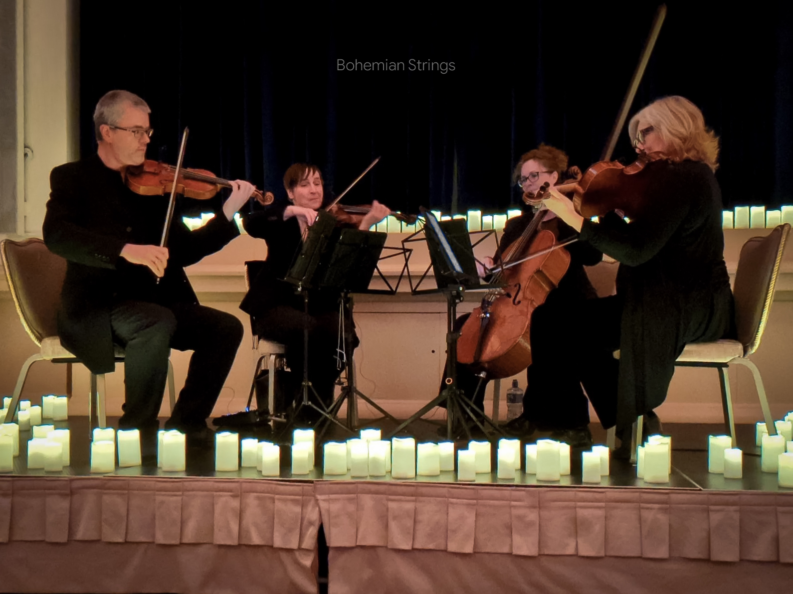 Bohemian Strings String Quartet performing at private candlelight concert