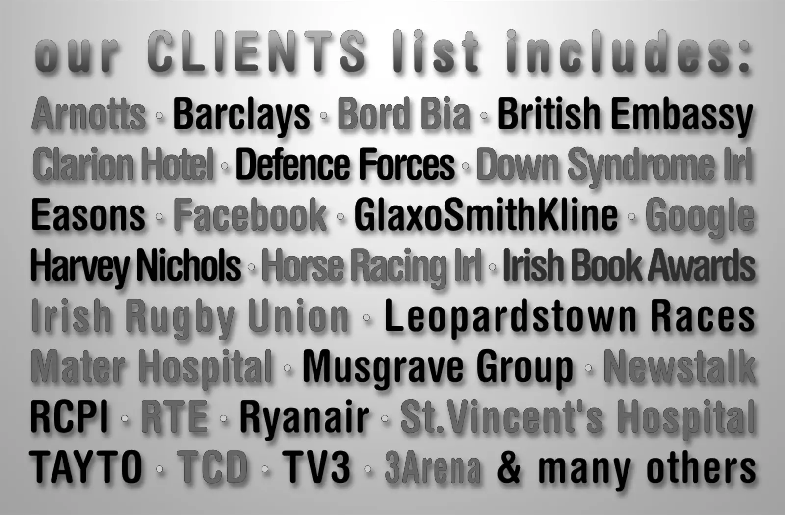 List of prestigious corporate clients and dignitaries served by Bohemian Strings